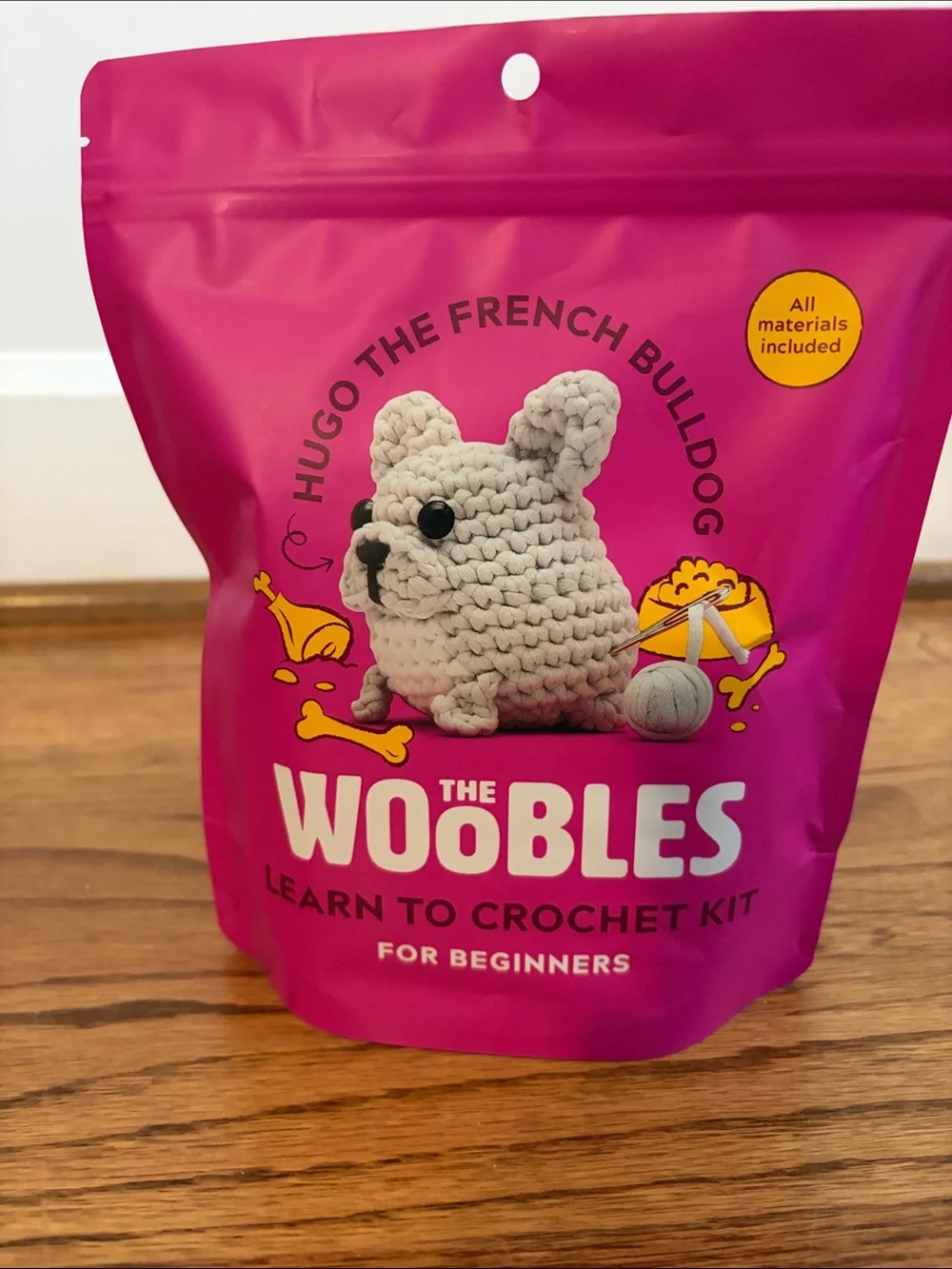 Hugo the French Bulldog Crochet Kit - Pink